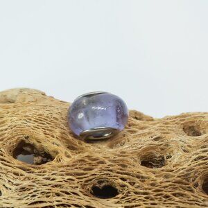 Purple Metallic European Glass Charm Bead with Silver Core Center